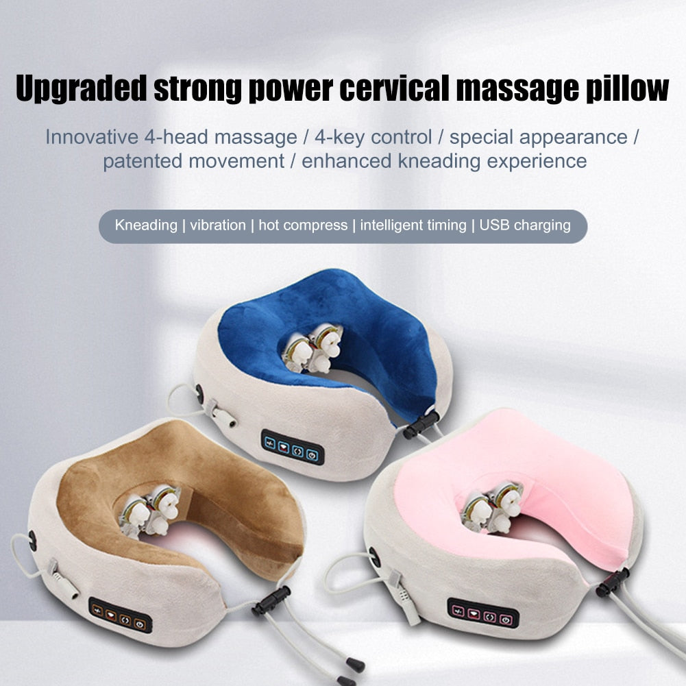 U Shape Electrical Shiatsu Back Neck Shoulder Body Massager Infrared Heated  Kneading Car/Home Massage